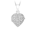 9K White Gold CZ Pave Set 'Heart' Locket