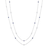 38" Silver Rubover Blue & Clear CZ's Necklace
