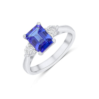 18K White Gold Tanzanite & Diamond Ring