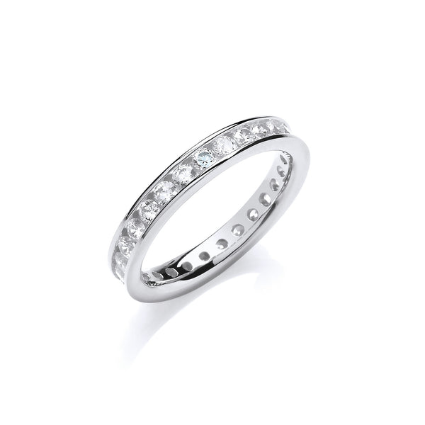 3mm Full Et Rd/bril. CZ Silver Ring