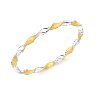 9K 2 Colour Gold Satin Twist Bangle