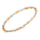 9K 3 Colour Gold Satin Twist Bangle
