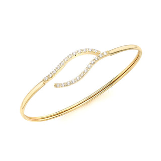 9K Yellow Gold Cubic Zirconia Wave Bangle