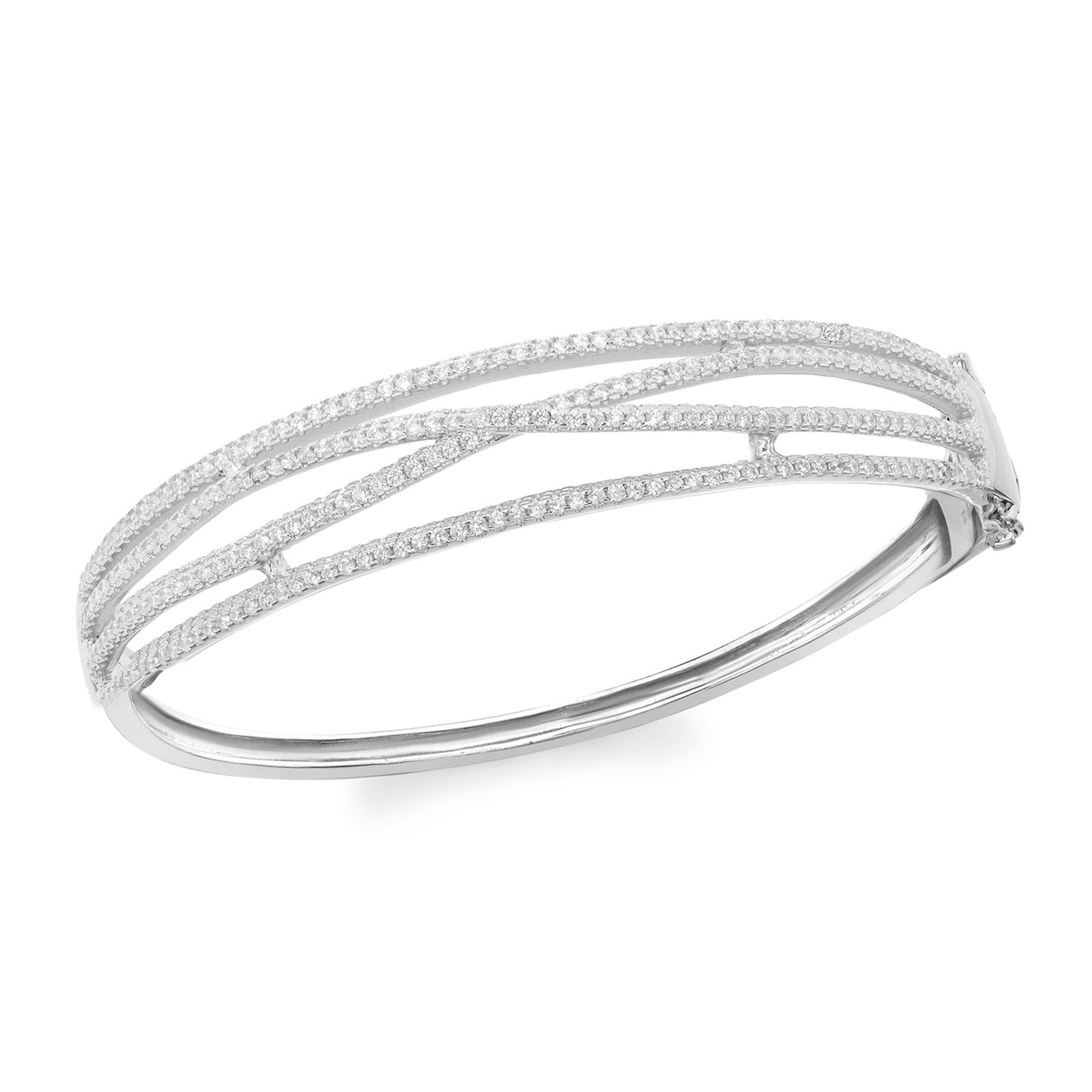 Sterling Silver Cubic Zirconia Crossover Bangle