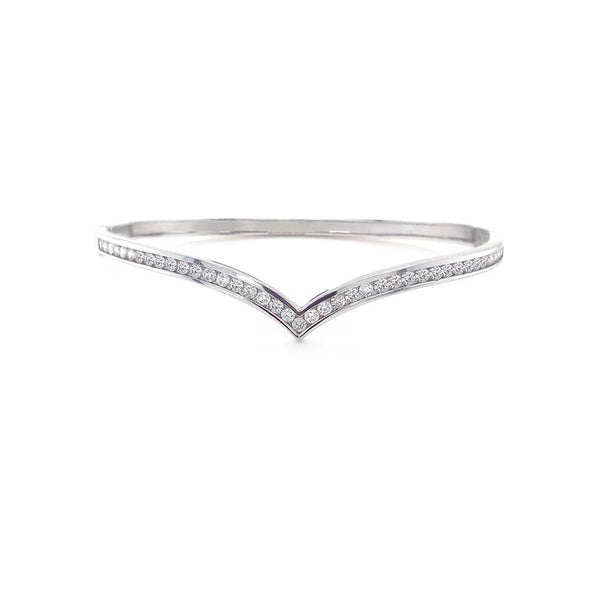 9K White Gold Diamond Wishbone Bangle