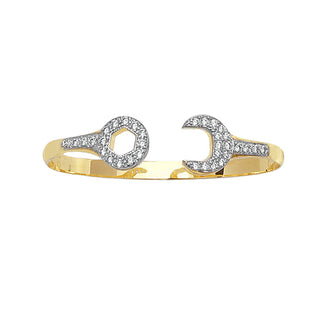 9K Yellow Gold Children's Cubic Zirconia Spanner Bangle