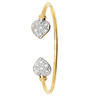 9ct Yellow Gold CZ Set Torque Heart Baby Bangle