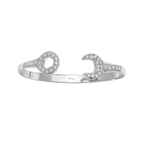 9K White Gold Children's Cubic Zirconia Spanner Bangle