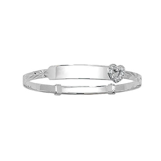 9K White Gold Children's Expandable Heart Bangle