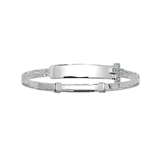 9K White Gold Children's Expandable Cross Bangle