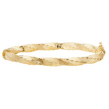 9K Yellow Gold Satin Facet Twist Bangle