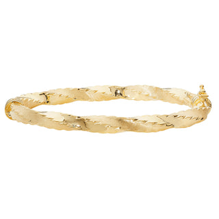 9K Yellow Gold Satin Facet Twist Bangle