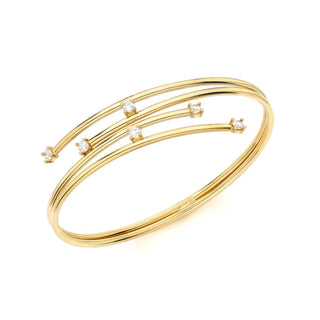 9K Yellow Gold Cubic Zirconia Star Streak Bangle