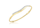 9K Yellow Gold 0.15ct Diamond Wave Bangle