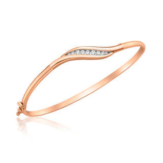 9K Rose Gold Cubic Zirconia Wave Bangle