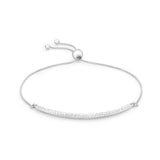 9K White Gold Adjustable Faceted Bar Bracelet