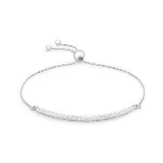 9K White Gold Adjustable Faceted Bar Bracelet
