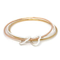 3 Colour Sterling Silver Heart Twist Bangle