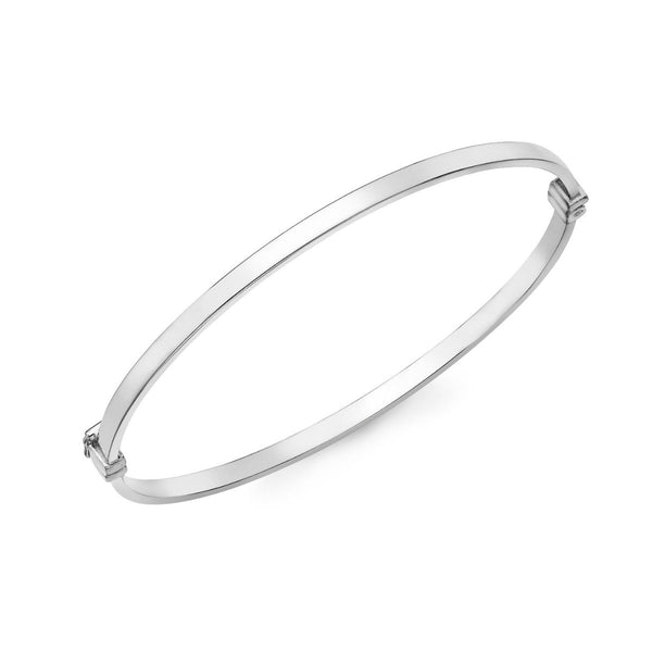 9K White Gold Plain Flat Bangle