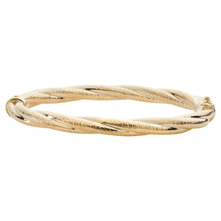 9K Yellow Gold Faceted Twist Bangle