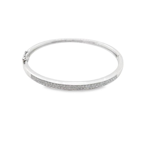 9K White Gold Babies Diamond Row Bangle