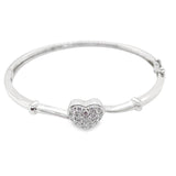 9K White Gold Babies Diamond Heart Bangle