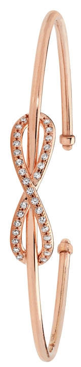 9ct Rose Gold CZ Set Infinity Torque Bangle