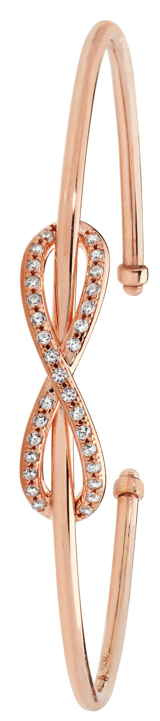 9ct Rose Gold CZ Set Infinity Torque Bangle