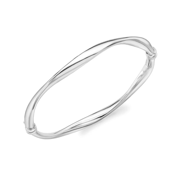 9K White Gold Shallow Twist Bangle