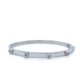9K White Gold Cubic Zirconia Studded Bangle