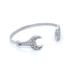 9K White Gold Children's Cubic Zirconia Spanner Bangle