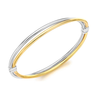9K 2 Colour Gold Offset Double Row Bangle
