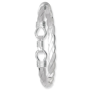 Sterling Silver Loop Catch Twisted Bangle For Ladies