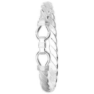 Sterling Silver Loop Catch Twist Bangle For Men