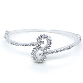 Sterling Silver Cubic Zirconia Fancy Bangle