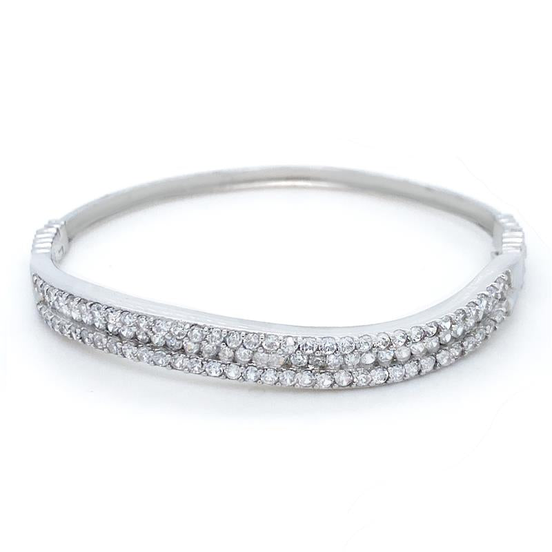 Sterling Silver Heart Cubic Zirconia Bangle