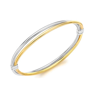 9K 2 Colour Gold Offset Double Row Bangle