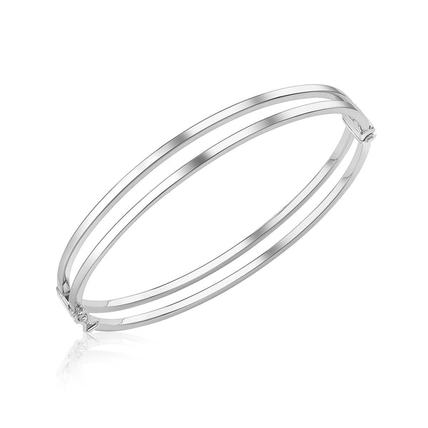 9K White Gold Double Row Bangle