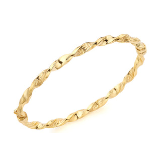 9K Yellow Gold Greek Key Twist Bangle