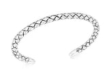 Sterling Silver Textured Oval Bangle