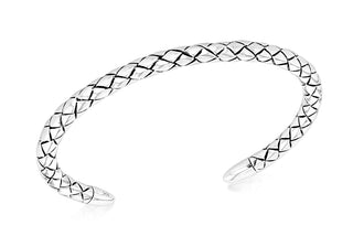 Sterling Silver Textured Oval Bangle