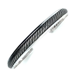 Sterling Silver Rhodium Plated Twist Cuff Bangle