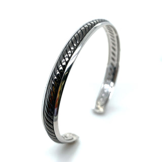 Sterling Silver Rhodium Plated Twist Cuff Bangle