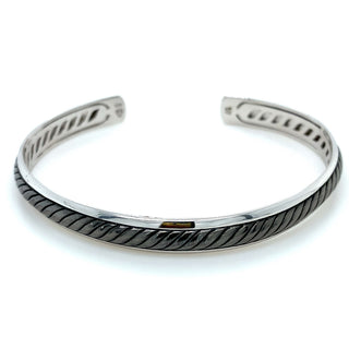 Sterling Silver Rhodium Plated Twist Cuff Bangle