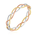 9K 3 Colour Gold Open Plait Bangle