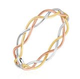 9K 3 Colour Gold Open Plait Bangle