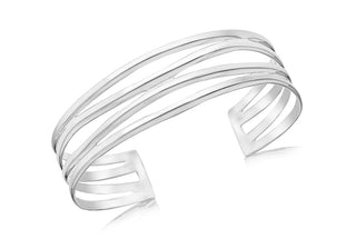Sterling Silver Separated Designed Bangle