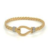 9K Yellow & White Gold Twist Bangle