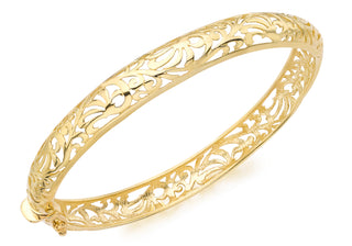 9ct Yellow Gold Art Nouvo Round Bangle