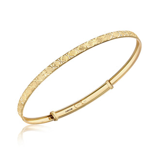 18K Yellow Gold Expandable Star Burst Bangle